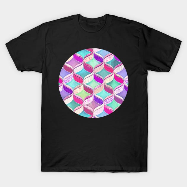 Patchwork Ribbon Ogee Pattern with Pink & Purple T-Shirt by micklyn